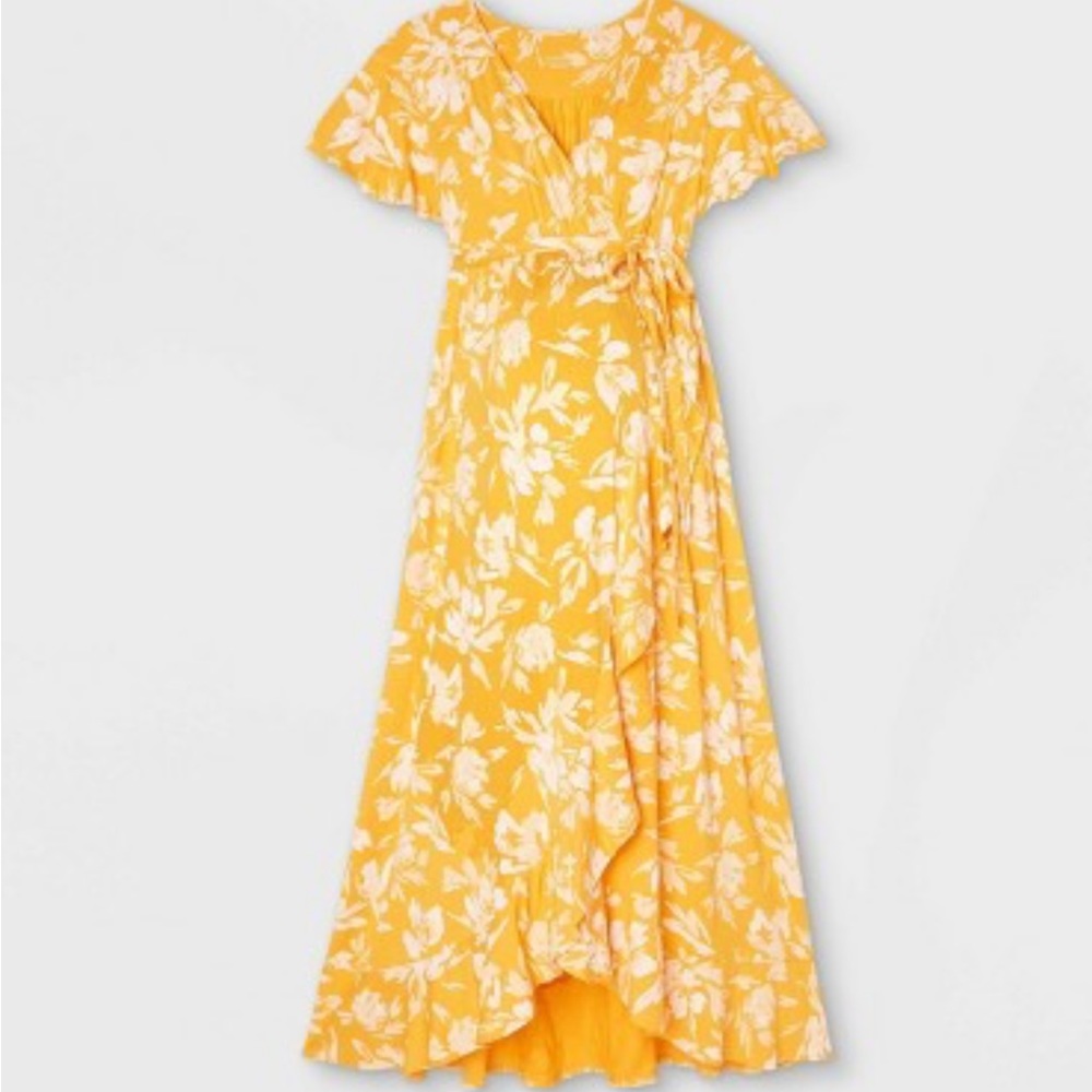 Flutter Short Sleeve Knit Wrap Maternity Dress - Isabel Maternity